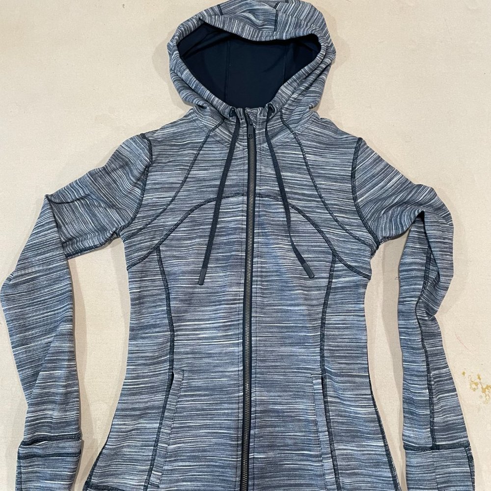 lululemon blue women's zip hoodie top, navy blue, white, small